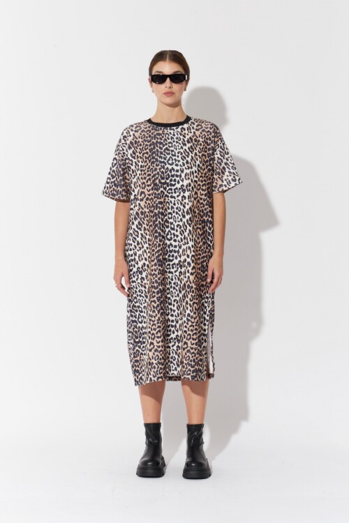 Vestido largo animal print negro