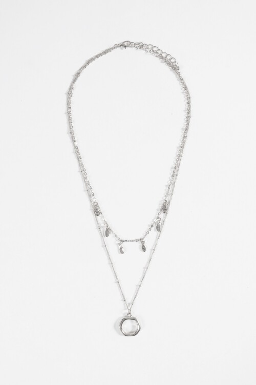 Collar cadena dijes plateado