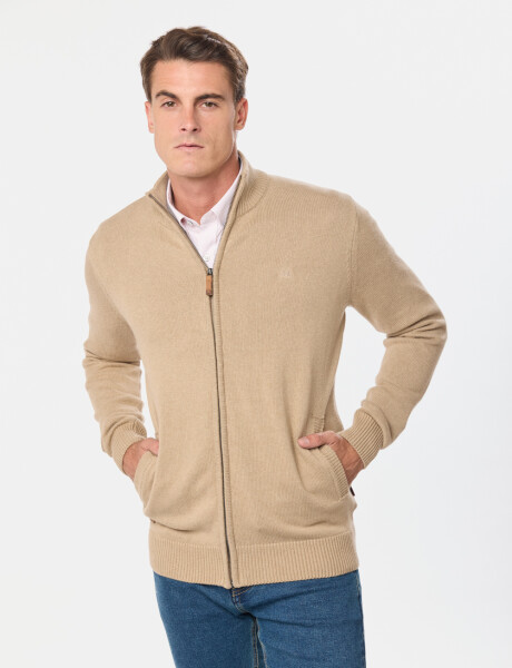 CAMPERA TEJIDA DE ALGODON Beige