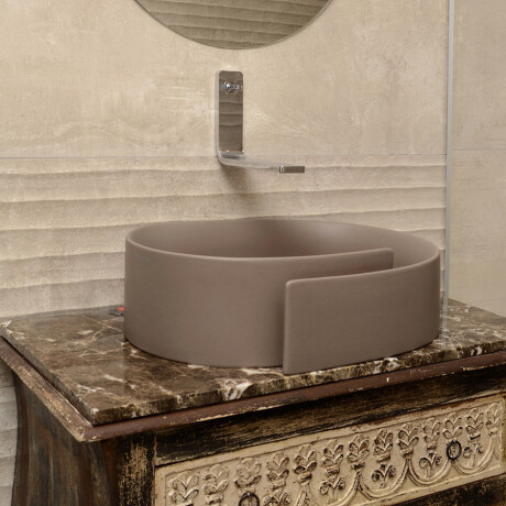 Bacha espiral de loza marrón mate de apoyo 56x42x17 000