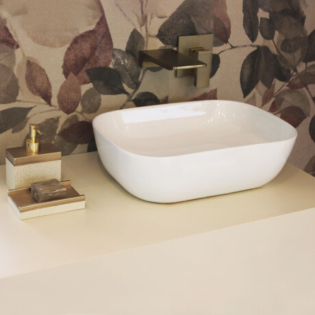 Bacha rectangular de loza blanca para apoyo 45.5X32X13.5 000