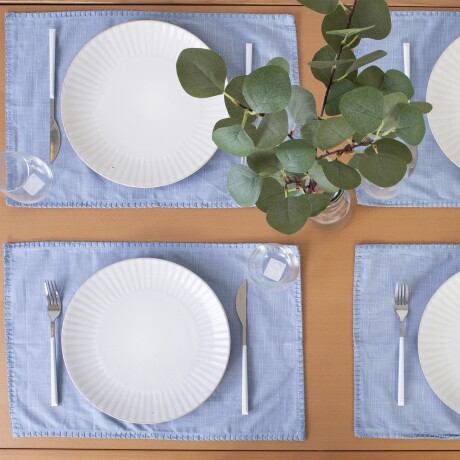 SET INDIVIDUALES ALGODON CELESTE CANELA