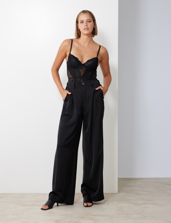Pantalon Saten Wide NEGRO