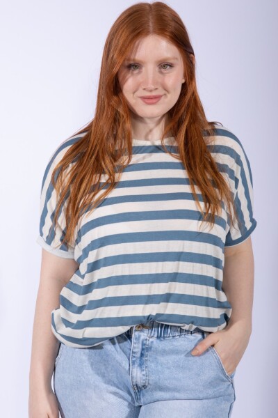 Remera rayas Añil