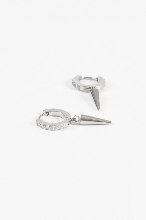 Aros strass dije cónico plateado