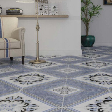 Ceramica Azul Geometrico Brillo Liso 45X45Cm Piso GAMAS DE AZUL