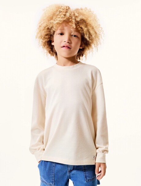 CAMISETA MANGA LARGA INFANTIL CON ESTAMPA BEIGE