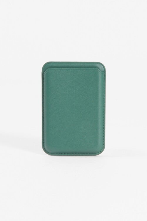 Tarjetero adhesivo cuero ecológico verde