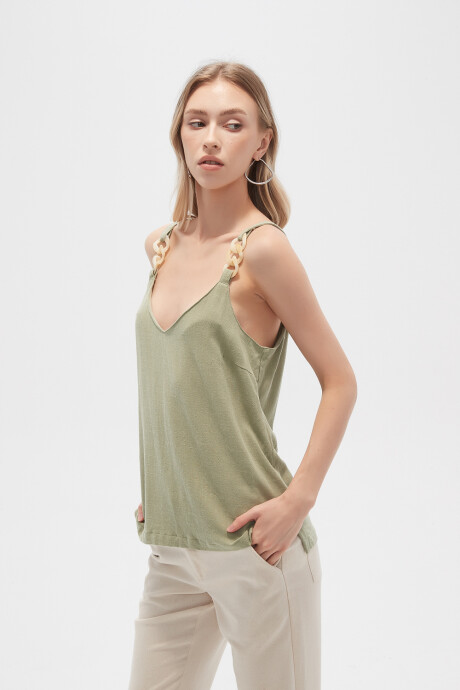 Musculosa Zelofa Verde Azulado