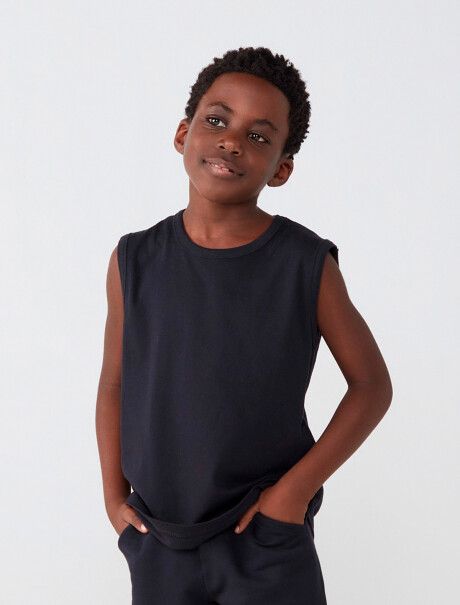 MUSCULOSA INFANTIL UNISSEX BÁSICA NEGRO