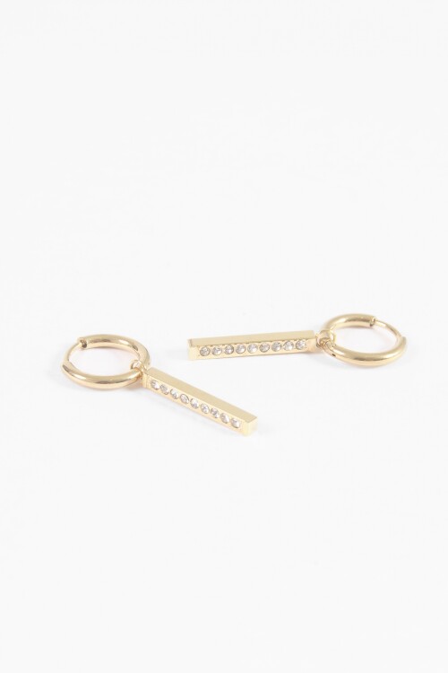 Aros acero con dije strass dorado