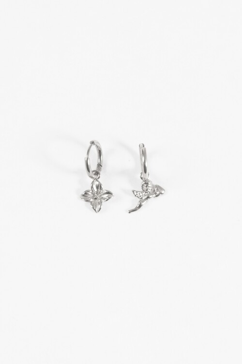 Aros acero con dijes plateado