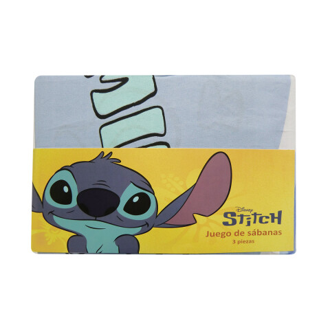 Juego Sábanas Infantil Stitch 1 Plaza 100% Microfibra AZUL