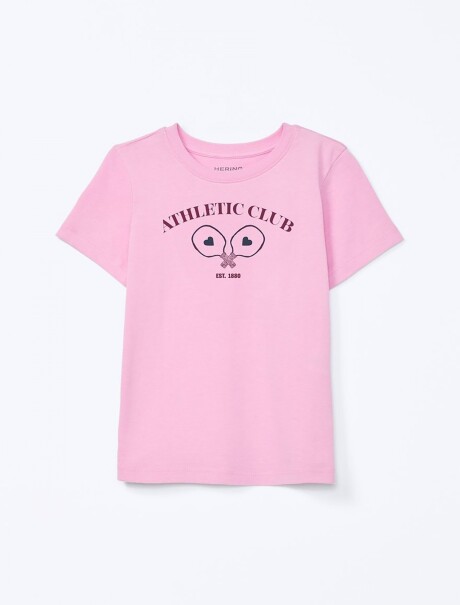 CAMISETA INFANTIL CON ESTAMPA ROSADO